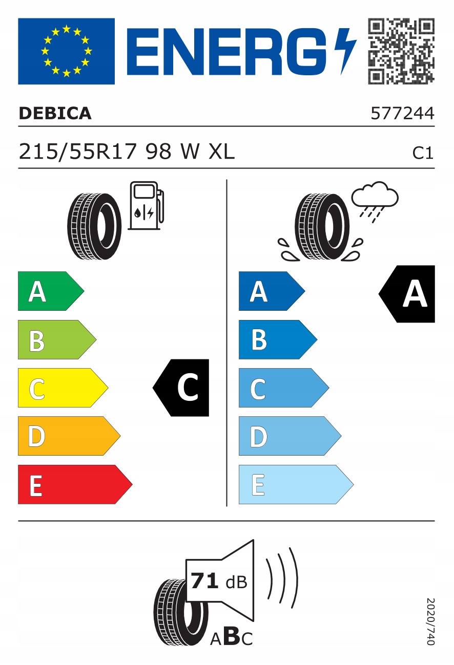 1x OPONA LETNIA 215/55R17 Dębica Presto UHP 2 98W Średnica 17